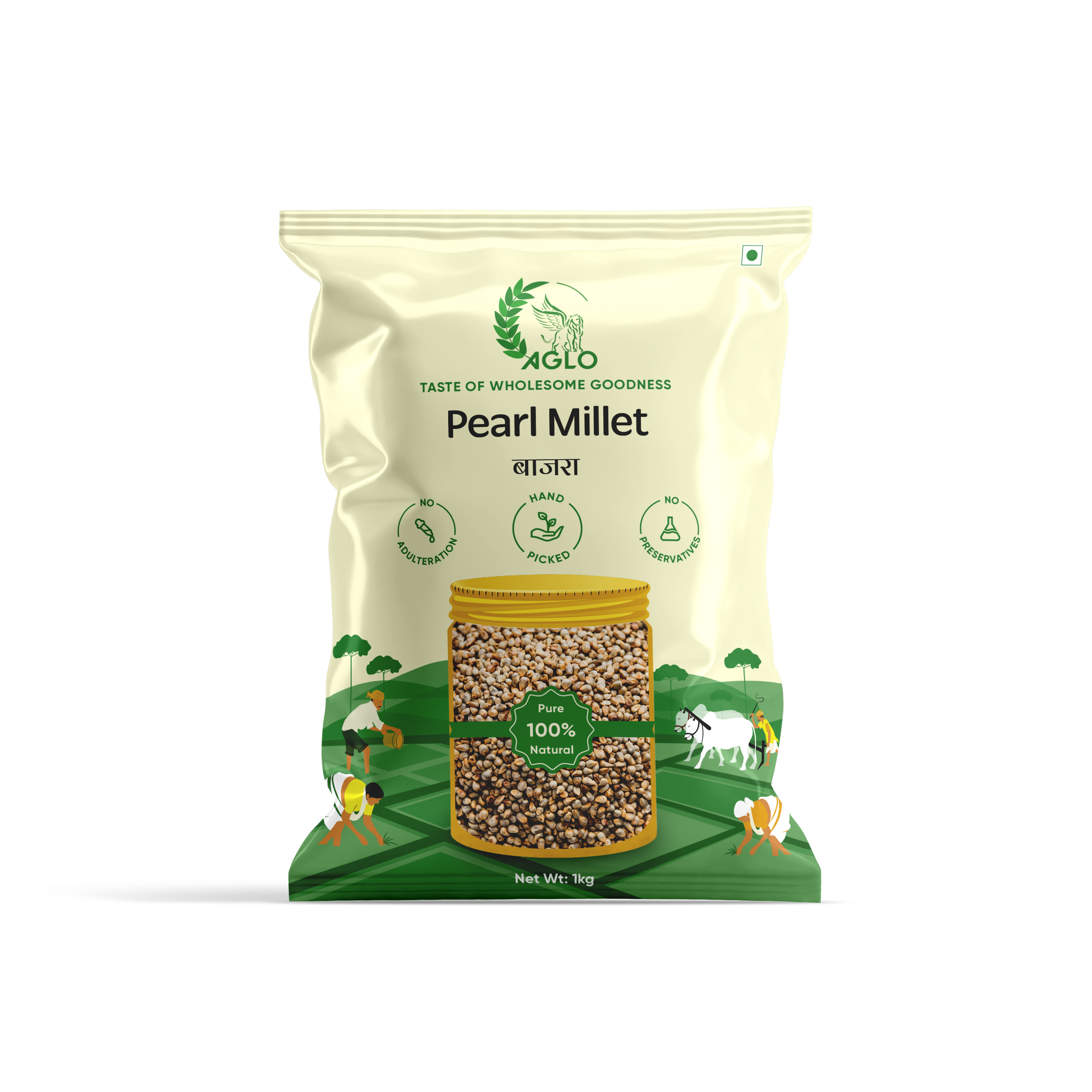 Pearl MilletWholesome and nutrient-rich pearl millet is perfect for rotis, porridges, and healthy meals.